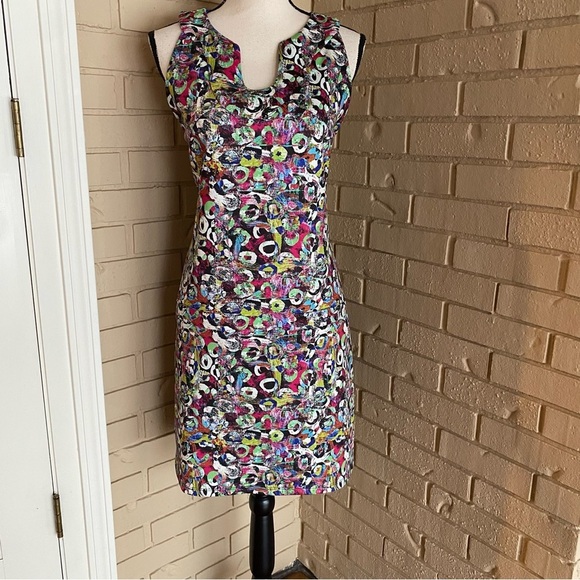 Isle Melis Kozan Scuba Dress Art To Wear Resort Cruise Stretch Mini Size Large L - Picture 1 of 9